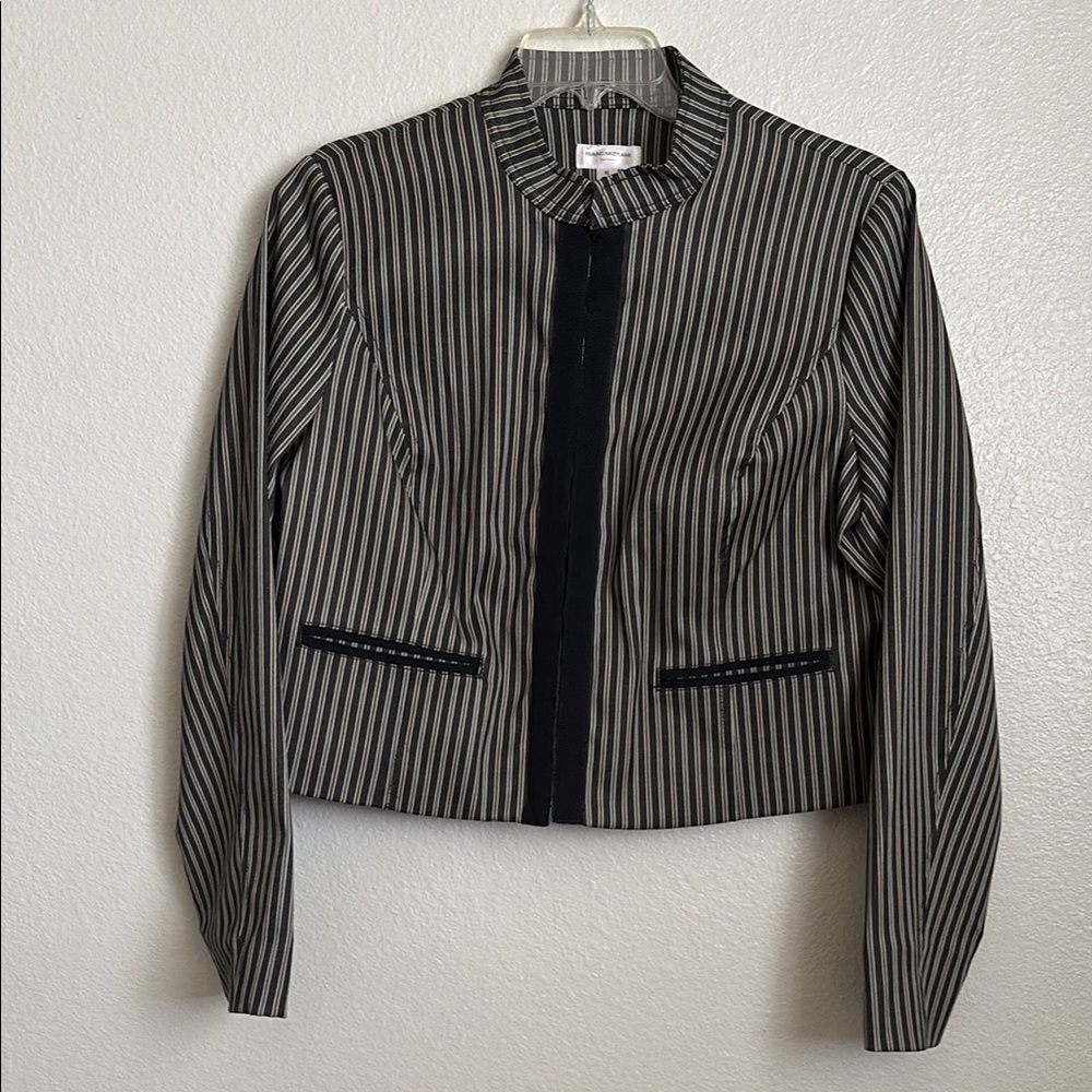Isaac Mizrahi Black and Gray Striped Blazer XL